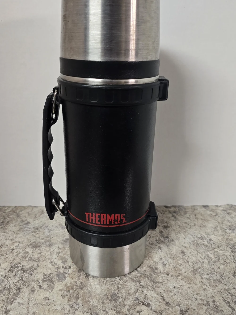 Thermos Black & Silver Stainless Steel Vacuum Bottle - Black